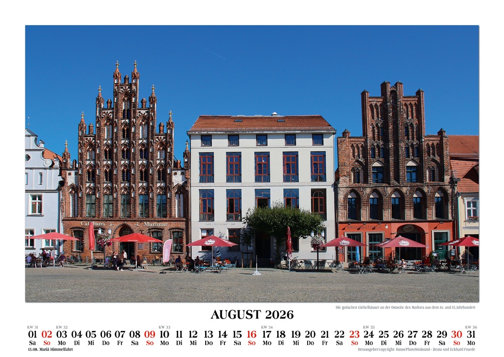 Die gotischen Giebelhäuser an der Ostseite des Marktes aus dem 14. und 15.Jahrhundert