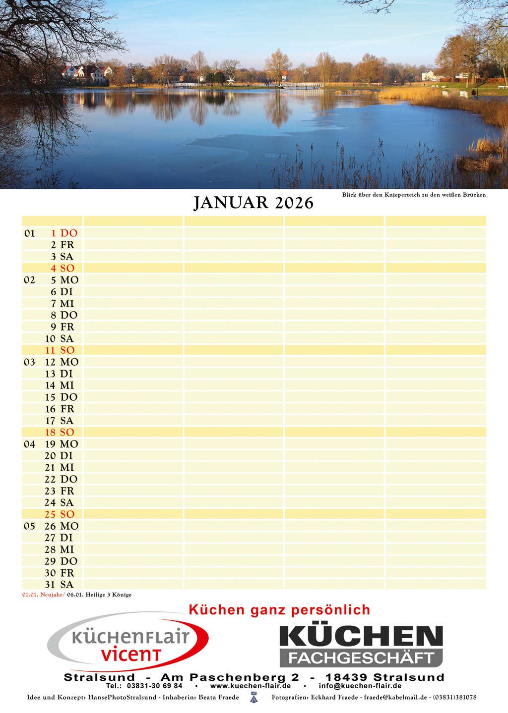 Blick über den Knieperteich zu den Weißen Brücken