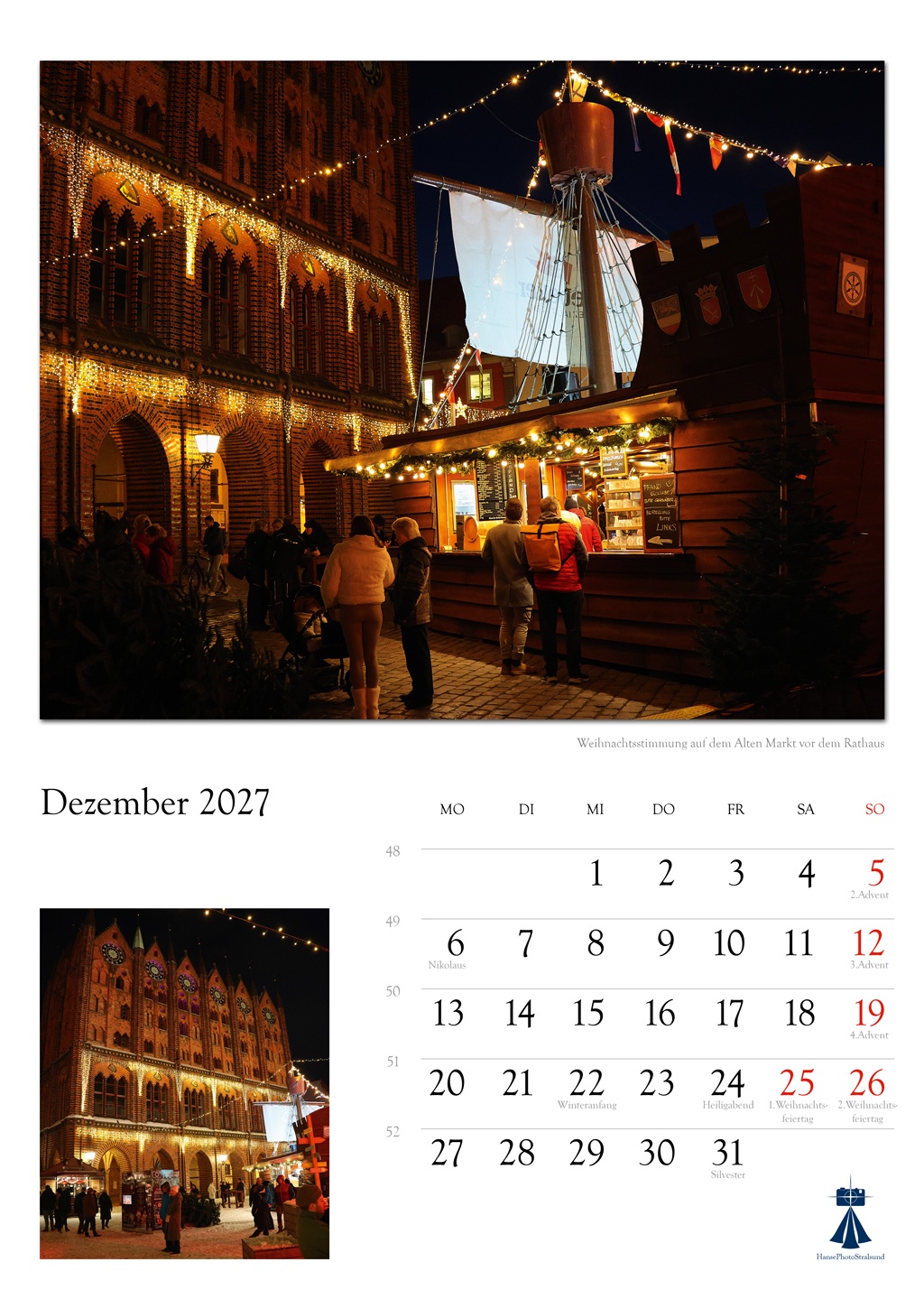 Weihnachtsstimmung auf dem Alten Markt vor dem Rathaus