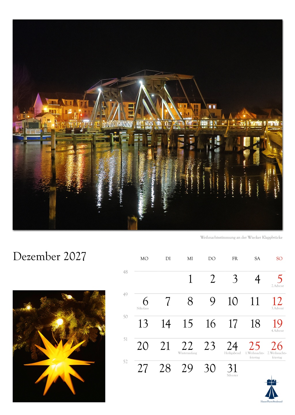 Weihnachtsstimmung an der Wiecker Klappbrücke