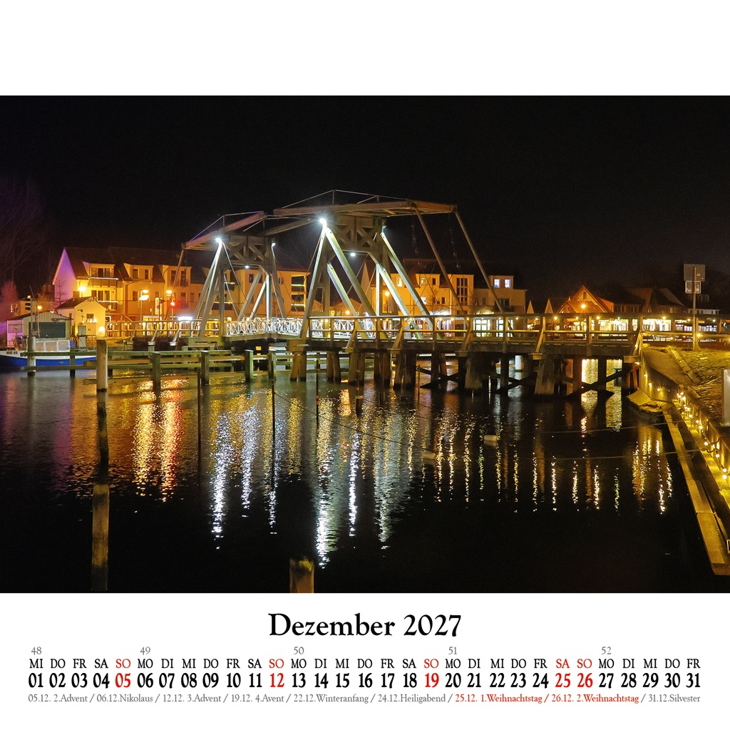 Weihnachtsstimmung an der Wiecker Klappbrücke