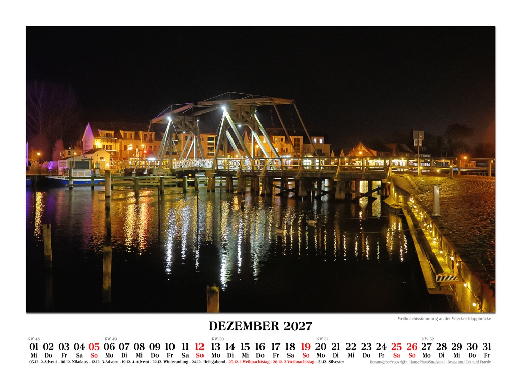Weihnachtsstimmung an der Wiecker Klappbrücke