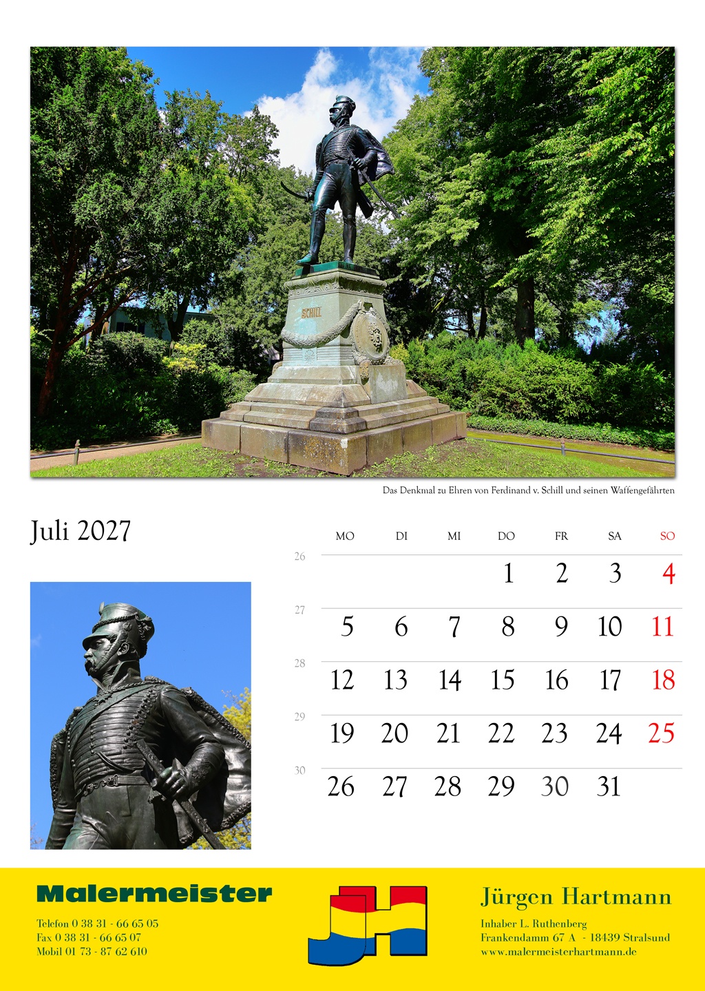 Das Denkmal zu Ehren von Ferdinand v. Schill und seinen Waffengefährten