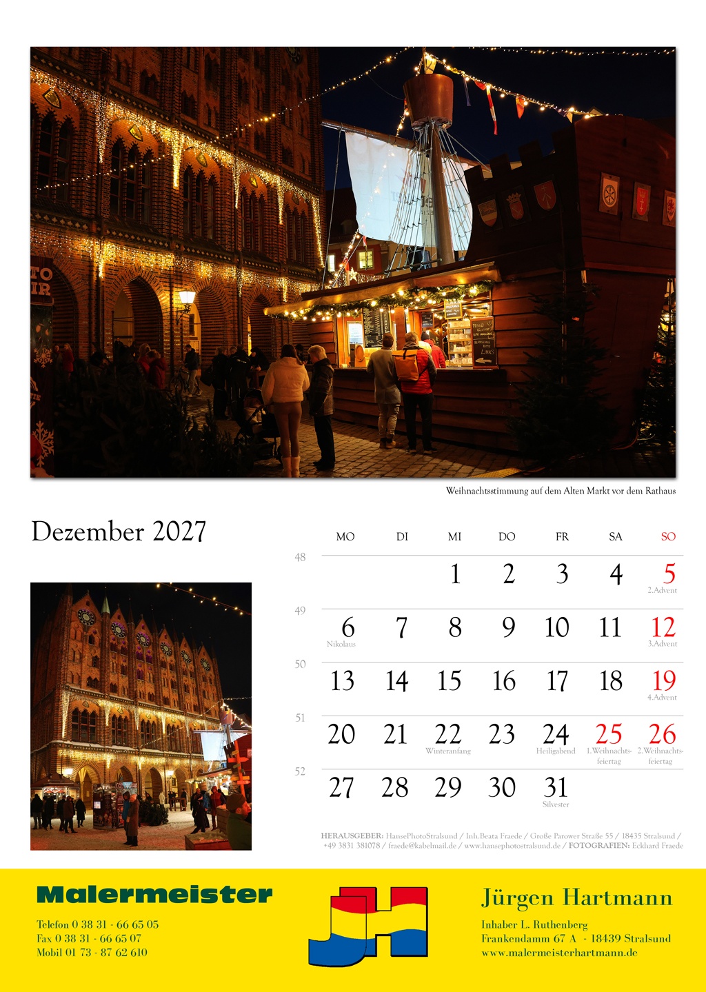 Weihnachtsstimmung auf dem Alten Markt vor dem Rathaus