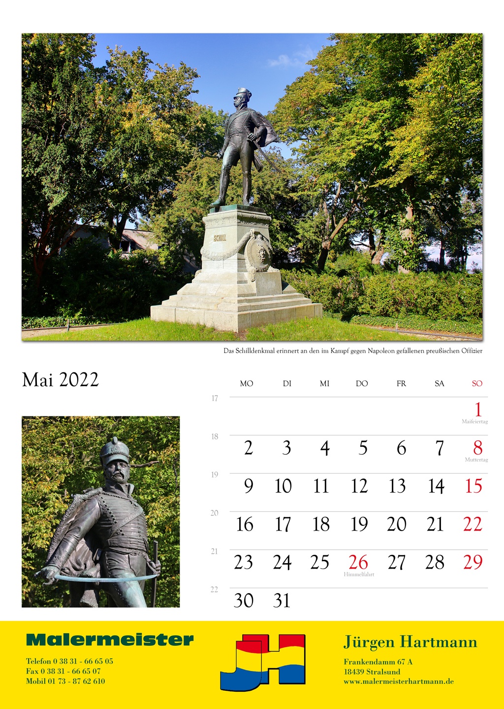 Das Schilldenkmal erinnert an den im Kampf gegen Napoleon gefallenen preußischen Offizier