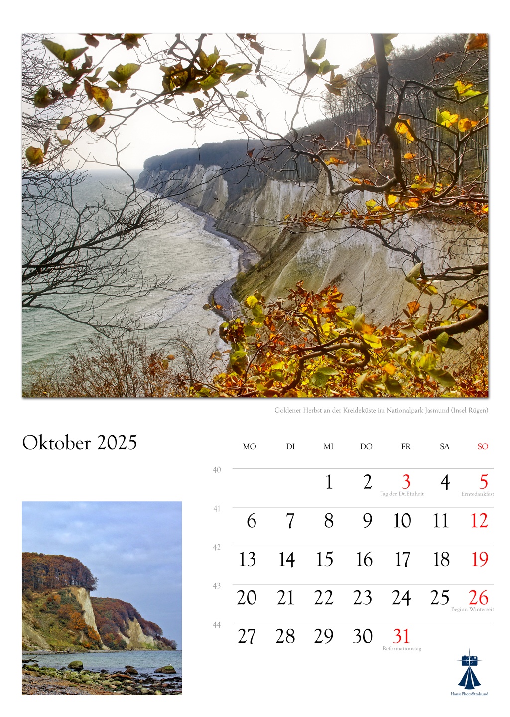 Goldener Herbst an der Kreideküste im Nationalpark Jasmund (Insel Rügen)