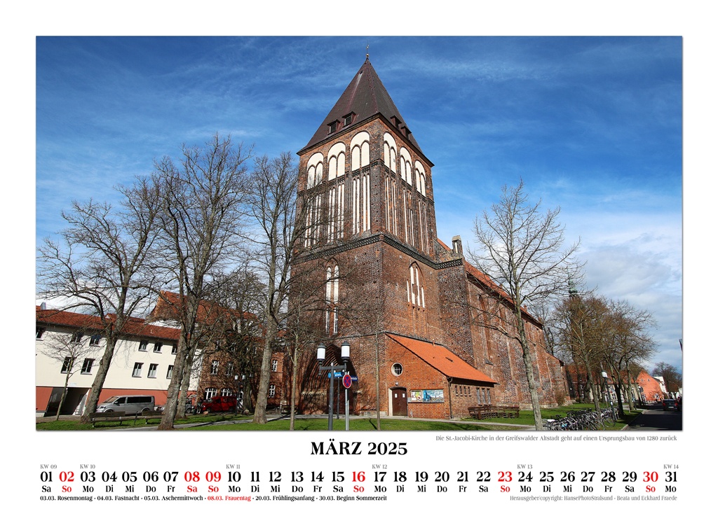 Die St.-Jacobi-Kirche in der Greifswalder Altstadt geht auf einen Ursprungsbau von 1280 zurück